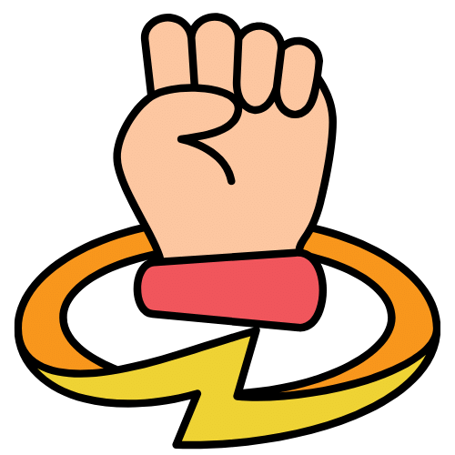 Cartoon icon of fist representing empowerment