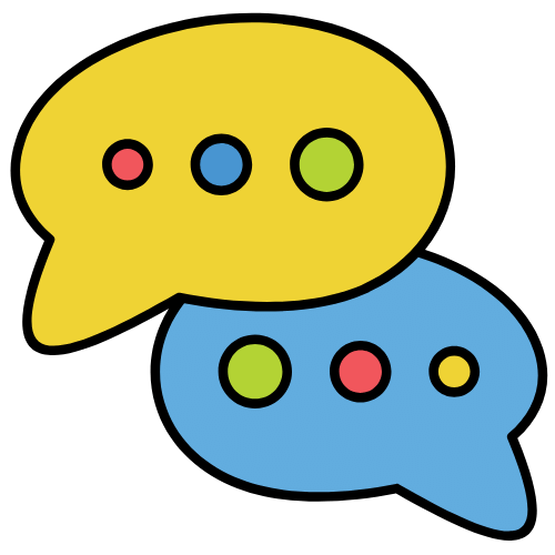 Cartoon icon of two speech bubbles